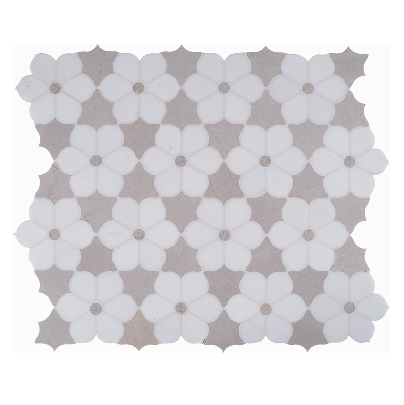 White Flower Water Jet Marble Mosaic Tile 30X30