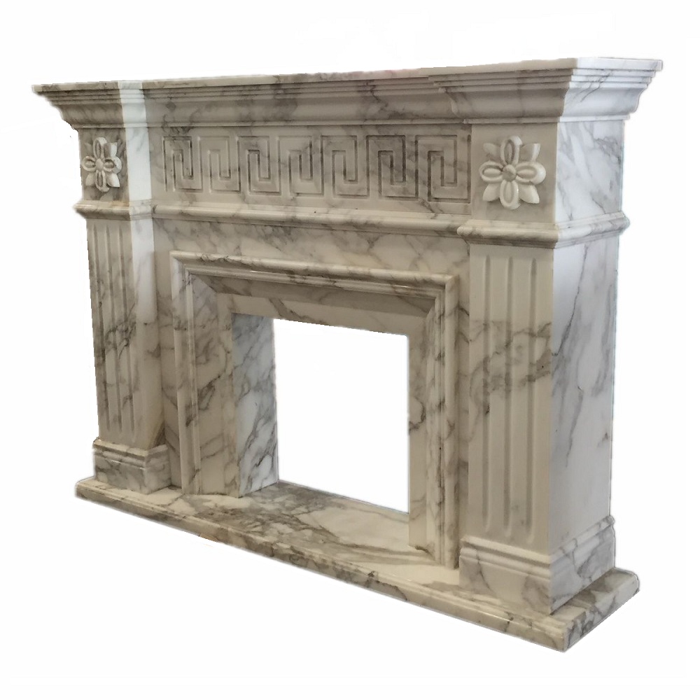 White Marble Electric Fireplace Natural Indoor Stone Modern Freestanding 3 Years Surround for Sale Hotel without Remote Control