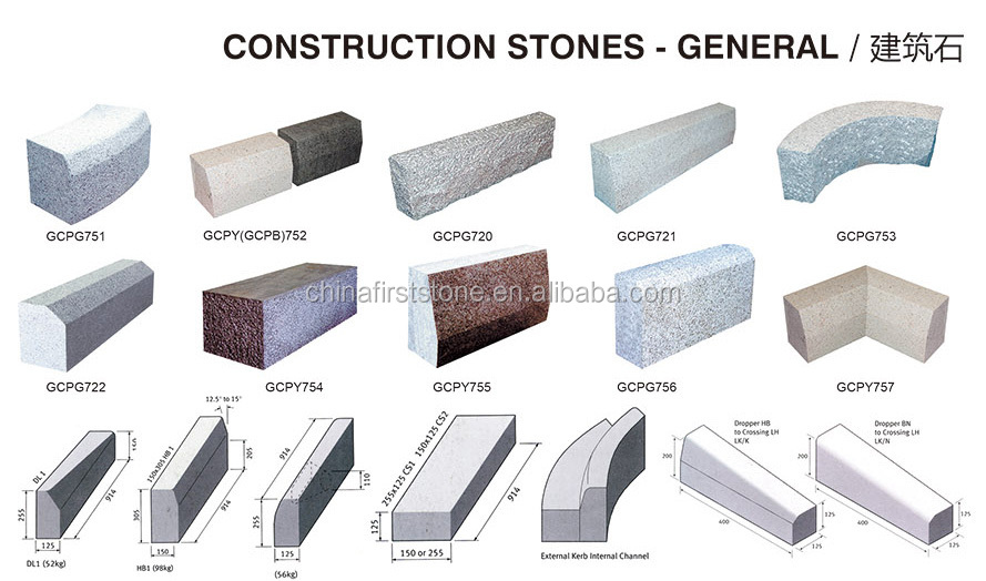 G603 Granite Rough Finish Kerb Stones Prices