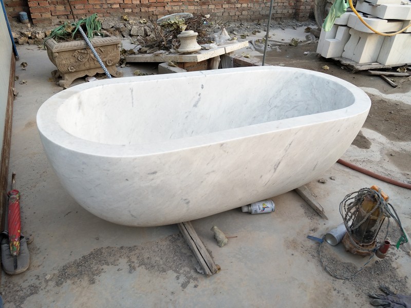 Chinese Manufacturer Natural Stone Marble Eco Friendly Common Bathtub In White