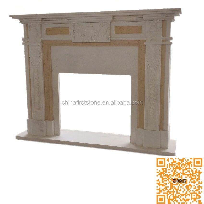 2022-01 MX004-3 Hot Sales High Quality Customized Decoration White And Red Marble European Electric Fireplace With Mantle Indoor