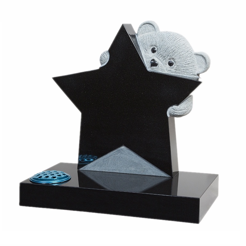 Black Granite Tombstone Stone-shadow Carving Headstone With Horse
