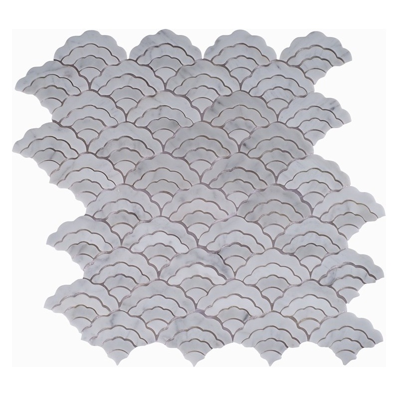 White Flower Water Jet Marble Mosaic Tile 30X30