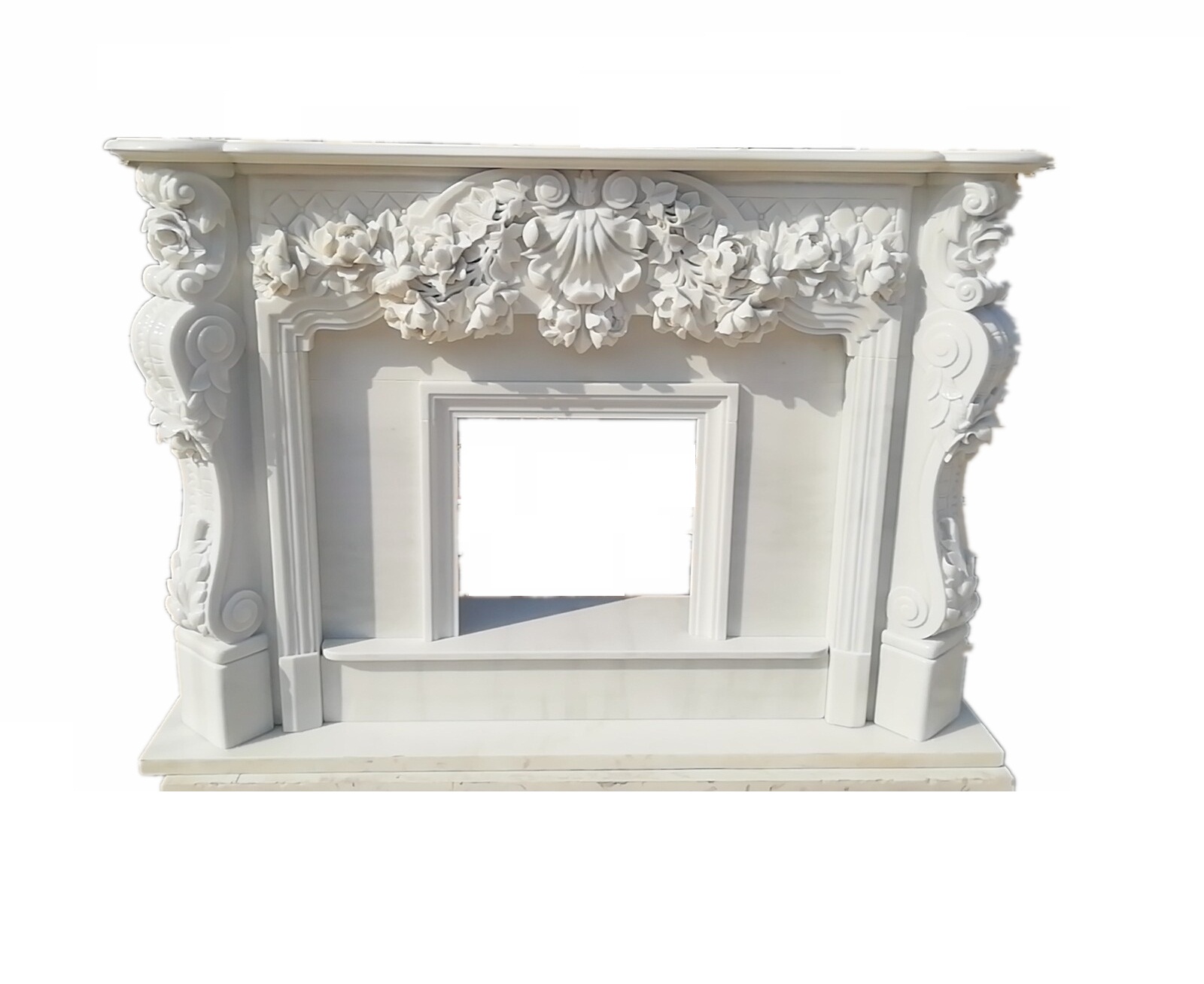 White Marble Electric Fireplace Natural Indoor Stone Modern Freestanding 3 Years Surround for Sale Hotel without Remote Control