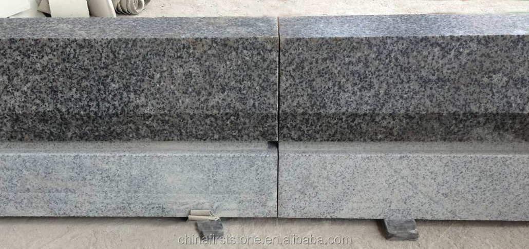 Cheaper 15x30cm Sawn Cut Finished With Chamfer LED Grey Granite Curbstone