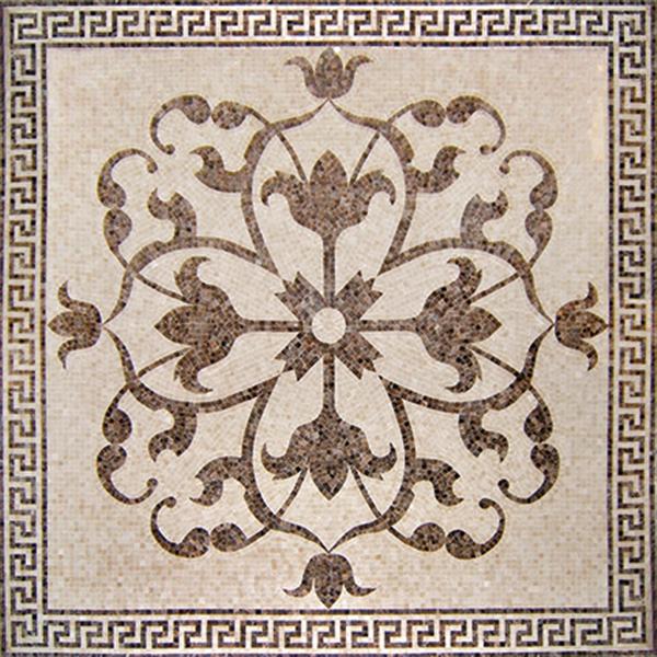 2021 Hot Selling Garden Hotel Park Indoor and Outdoor Polished White Yellow Luxury Villa Floor Waterjet Medallion Tiles