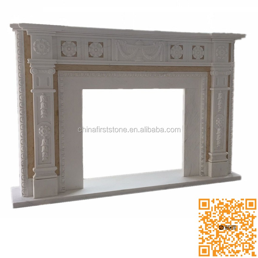 Beige Yellow Marble Fireplace Modern, Stone Veneer Fireplace Natural