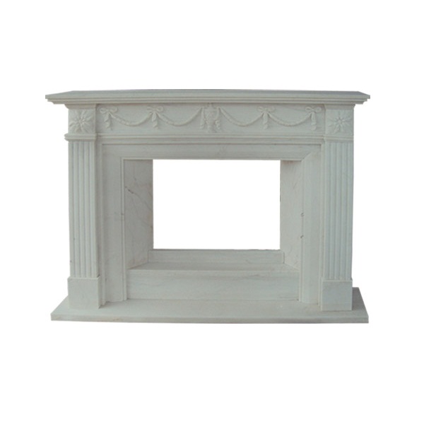 White Marble Electric Fireplace Natural Indoor Stone Modern Freestanding 3 Years Surround for Sale Hotel without Remote Control