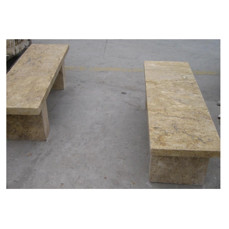 Bench Stone Types First Stone - Golden Yellow Travertine Outdoor Garden Benches Stone ...