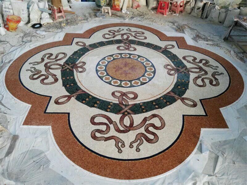 2021 Hot Selling Garden Hotel Park Indoor and Outdoor Polished White Yellow Luxury Villa Floor Waterjet Medallion Tiles