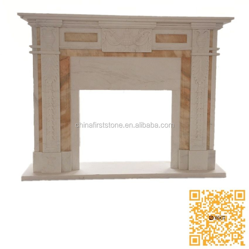 2022-01 MX004-3 Hot Sales High Quality Customized Decoration White And Red Marble European Electric Fireplace With Mantle Indoor