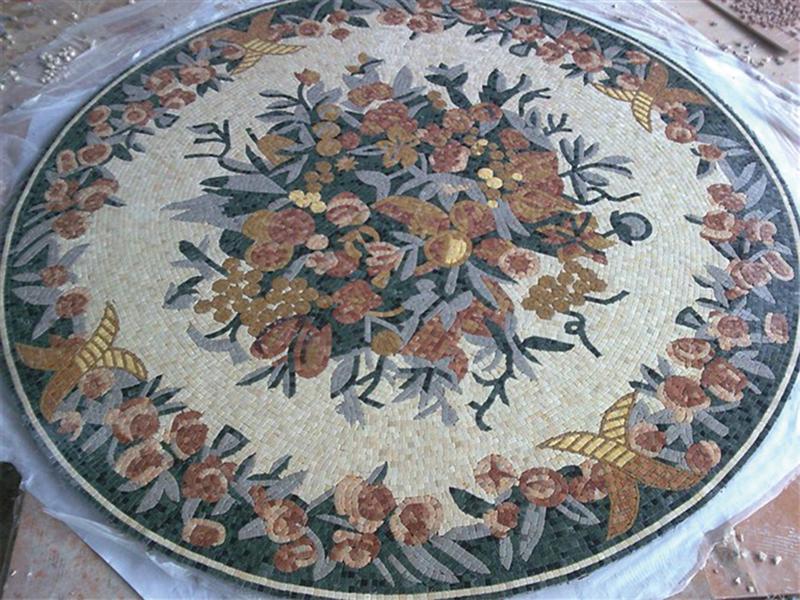 2021 Hot Selling Garden Hotel Park Indoor and Outdoor Polished White Yellow Luxury Villa Floor Waterjet Medallion Tiles