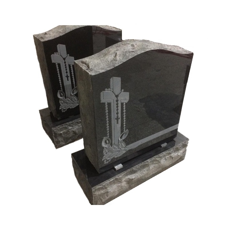 Maker Online Black Granite Stone Cross Carving Ogee Headstone Mold