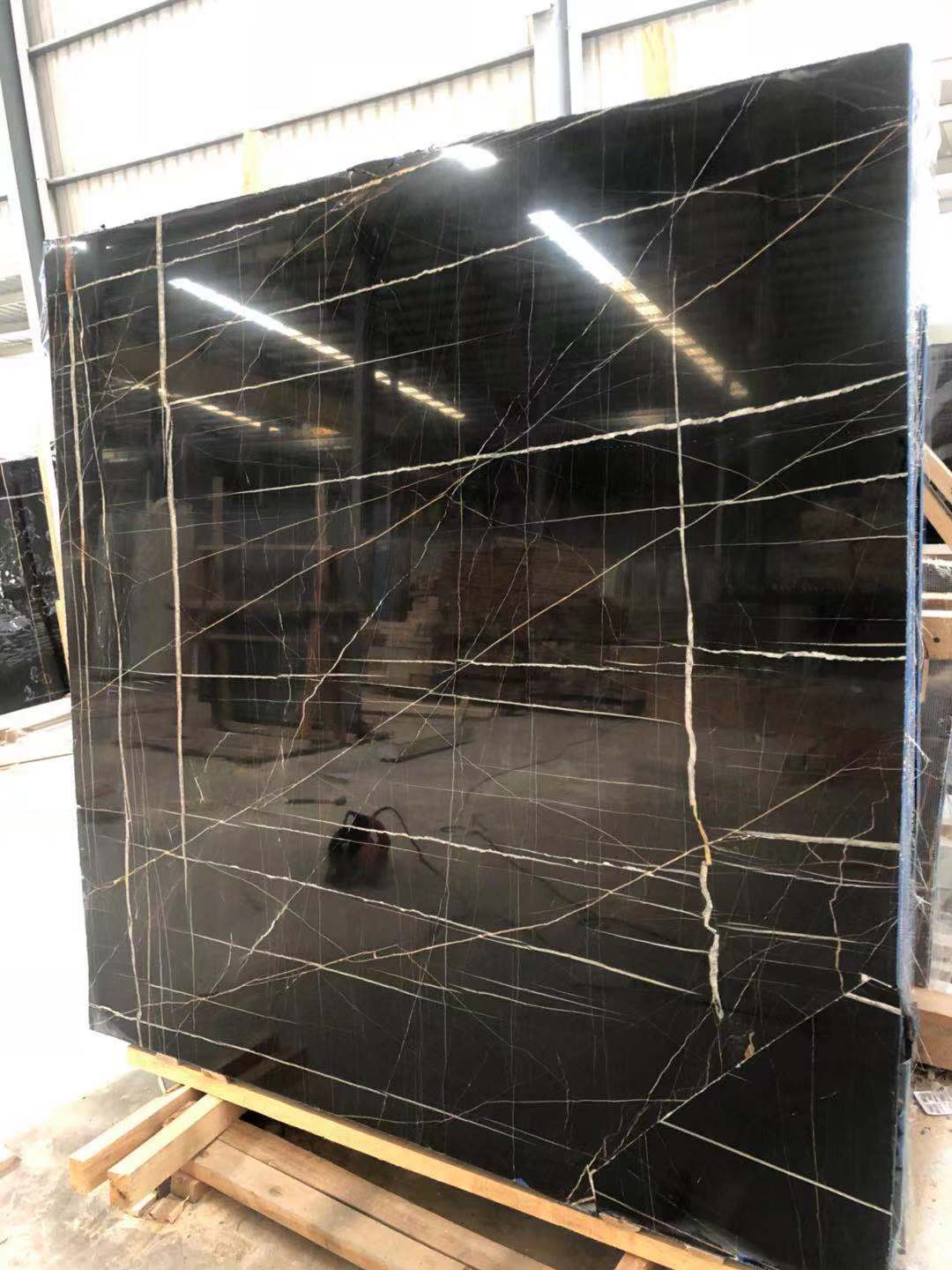Sahara Noir Veins Polished Slabs Marble Cheap China Black with White Gold 100% Natural Marble Floor or Wall FIRST Stone Big Slab