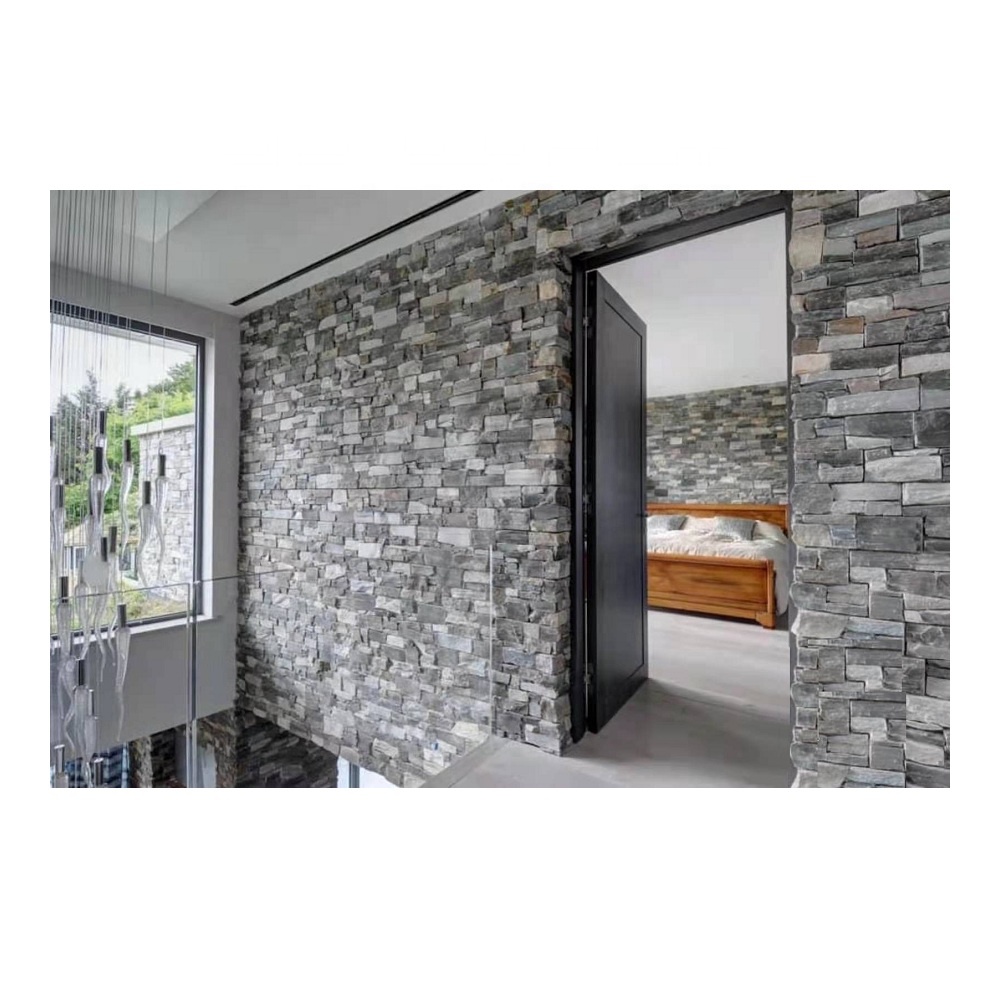 Cloudy Grey Quartzite Culture Stone Veneer Wall Sheets Panels Cladding Ash Colour