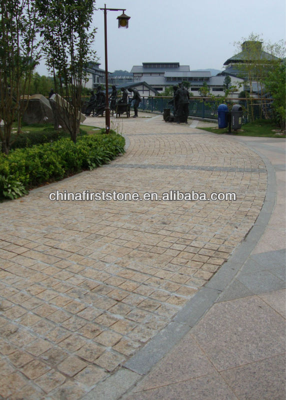 HZY-02 DIY Interlocking Outdoor Tiles Lazy Stone Yellow Granite Easy Paving Cobble for Pavement