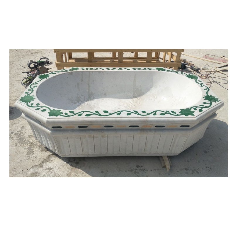 Chinese Manufacturer Natural Stone Marble Eco Friendly Common Bathtub In White