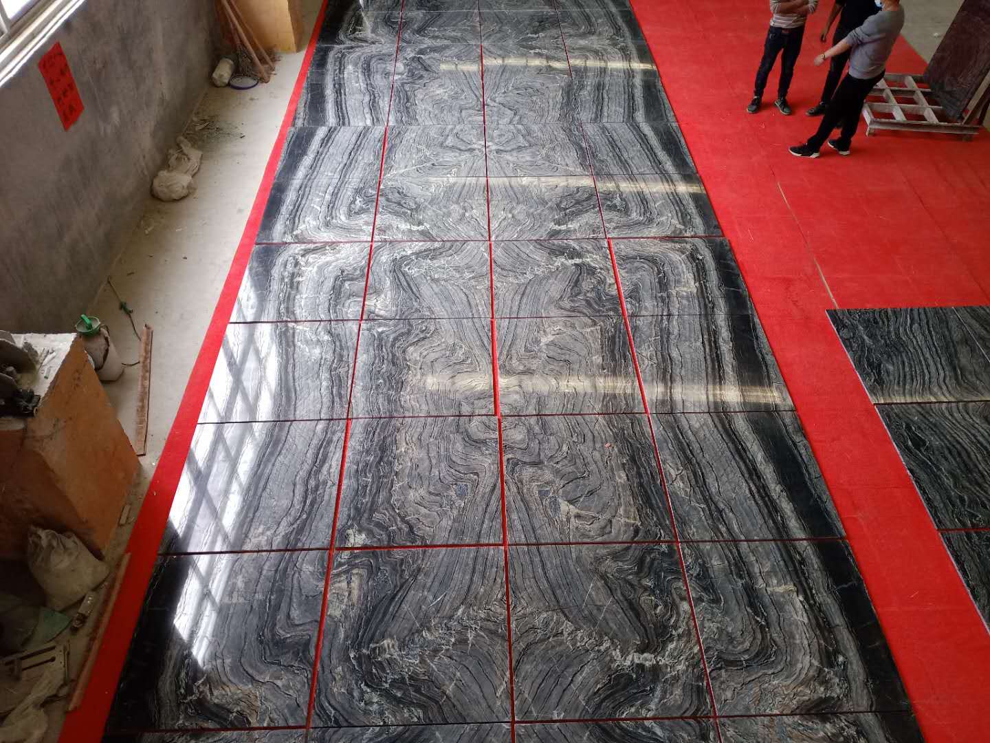 Black Ancient Wooden Grain Marble TV Background Wall Cladding Stones Tiles